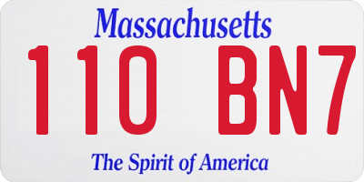 MA license plate 110BN7