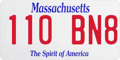 MA license plate 110BN8