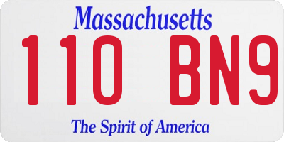 MA license plate 110BN9