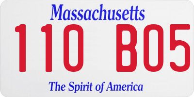 MA license plate 110BO5