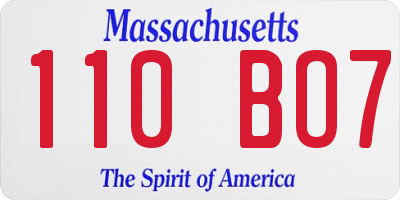 MA license plate 110BO7