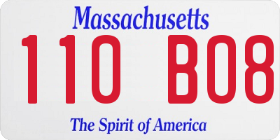 MA license plate 110BO8