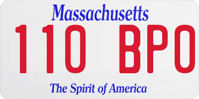 MA license plate 110BP0