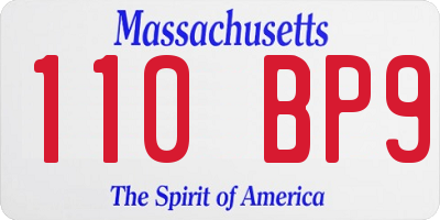MA license plate 110BP9