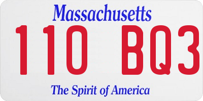 MA license plate 110BQ3