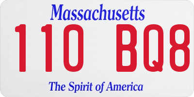 MA license plate 110BQ8