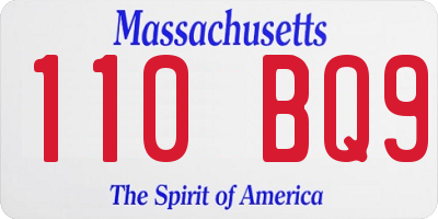 MA license plate 110BQ9