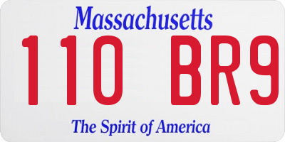 MA license plate 110BR9