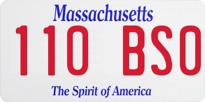 MA license plate 110BS0