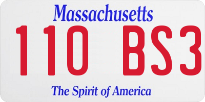 MA license plate 110BS3