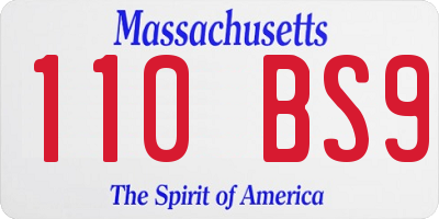 MA license plate 110BS9