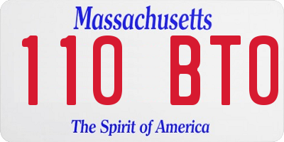 MA license plate 110BT0