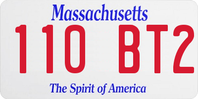 MA license plate 110BT2