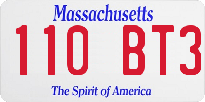 MA license plate 110BT3