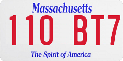MA license plate 110BT7