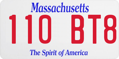 MA license plate 110BT8