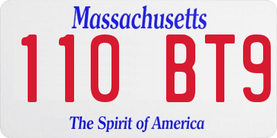 MA license plate 110BT9