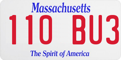 MA license plate 110BU3