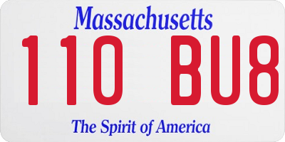 MA license plate 110BU8