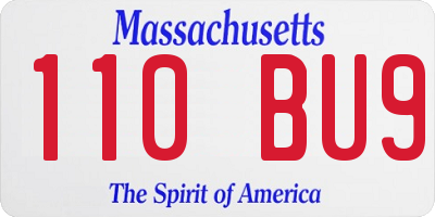 MA license plate 110BU9