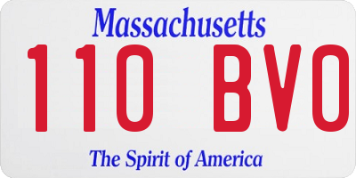 MA license plate 110BV0