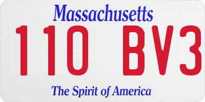 MA license plate 110BV3