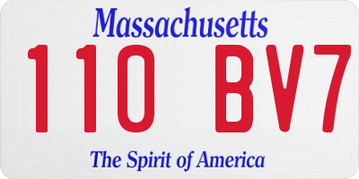 MA license plate 110BV7