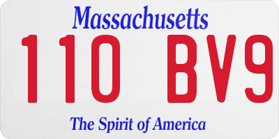 MA license plate 110BV9