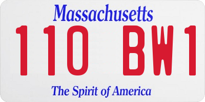 MA license plate 110BW1