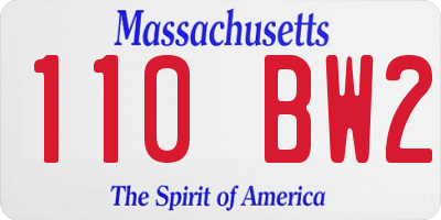 MA license plate 110BW2