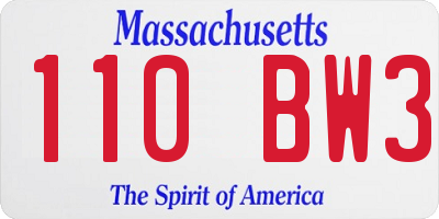 MA license plate 110BW3