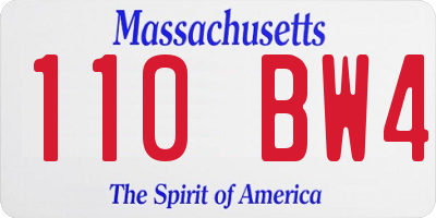 MA license plate 110BW4