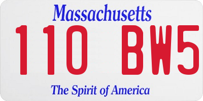 MA license plate 110BW5