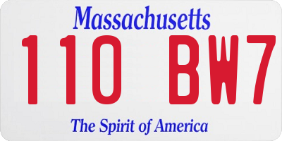 MA license plate 110BW7