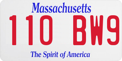 MA license plate 110BW9