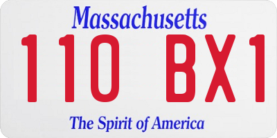 MA license plate 110BX1