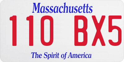 MA license plate 110BX5