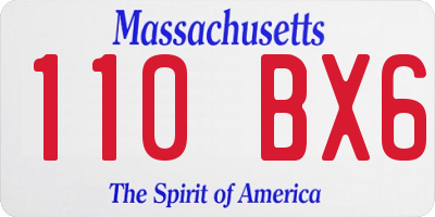 MA license plate 110BX6