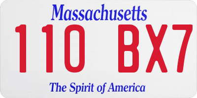 MA license plate 110BX7