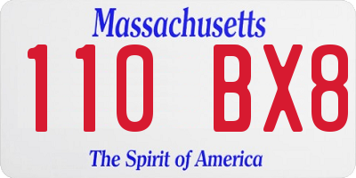 MA license plate 110BX8