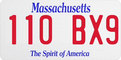 MA license plate 110BX9