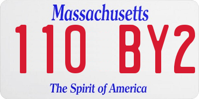 MA license plate 110BY2