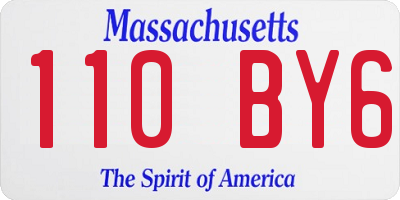 MA license plate 110BY6