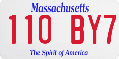 MA license plate 110BY7