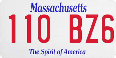 MA license plate 110BZ6