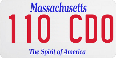 MA license plate 110CD0