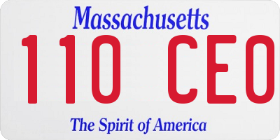 MA license plate 110CE0