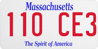 MA license plate 110CE3