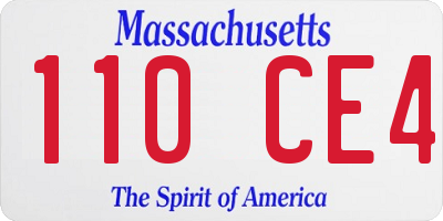 MA license plate 110CE4