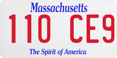 MA license plate 110CE9